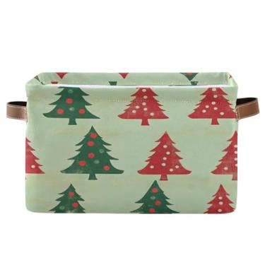 Imagem de Wassud Cesto de armazenamento com alças de árvore de Natal dobrável de lona dobrável para armário, banheiro e decoração de casa, 1 pacote