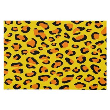 Imagem de Wassud Tapete de porta de leopardo laranja 61 x 89 cm, tapete de área lavável antiderrapante com suporte de borracha, tapete macio e macio para sala de estar, quarto, entrada, entrada