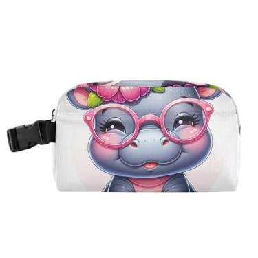 Imagem de TSENQUE Lancheira personalizada de hipopótamo com estampa de animal fofo para meninos mulheres meninas lancheira térmica macia portátil fofa rosa infantil lancheira para trabalho