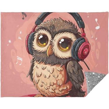 Imagem de Cobertores e mantas de coruja, rosa, personalizados, cobertores macios para mulheres, 177,8 x 139,7 cm, cobertor sherpa de verão