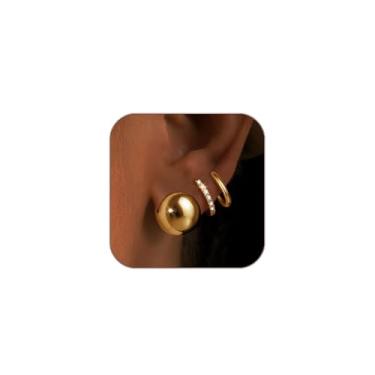 Imagem de My Queen Conjunto de brincos de argola de ouro pequeno para mulheres, hipoalergênico, banhado a ouro 14 K, argolas para vários piercings delicados, simples, leves, joias modernas, presentes, Small