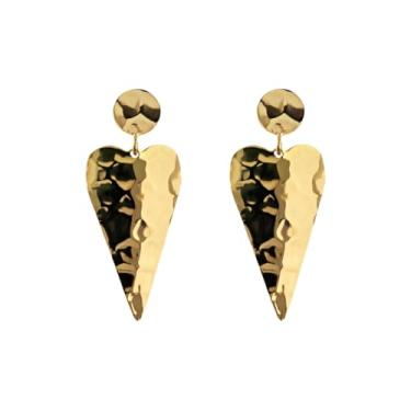 Imagem de ETRUSCA GIOIELLI Brincos femininos banhados a ouro 18 quilates – Joias italianas hipoalergênicas – Brincos elegantes com pingente de ouro martelado – Feito na Itália – Presente para aniversário