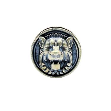 Imagem de Pingente de contas de modelo de cabeça de tigre do zodíaco de latão feito à mão, suprimentos personalizados para fazer joias para entusiastas de bricolage, acessórios de berloque de contas de paracord