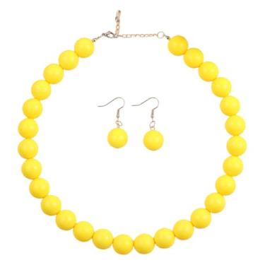 Imagem de MMIUAEG Colar gargantilha com contas de cor neon para mulheres, brincos multicoloridos, conjunto de joias, colorido, anos 80, 90, acessórios de festa, decoração, Zinco, Sem Pedra Preciosa