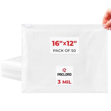 Imagem de Paclord Sacos de poliéster com zíper deslizante de 40,6 x 30,5 cm, pacote com 10 sacos de armazenamento deslizantes transparentes resistentes de 3 mm - seguros para armazenamento de alimentos e
