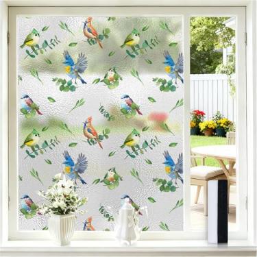 Imagem de Borskyn Película decorativa para janela de vidro fosco, película de privacidade com aderência estática para janela, bloqueio solar, não adesiva, para banheiro, casa, escritório, 75 x 192 cm