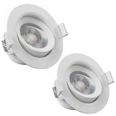 Imagem de Conjunto 2 Spot Led Redondo Embutir 3W Branco Frio 6500k Bivolt - Luz 