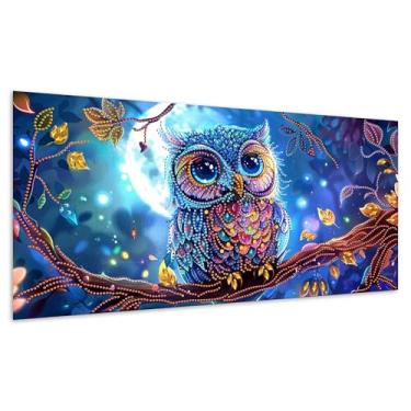 Imagem de Diymood Kits de arte de diamante grande de forma especial DIY para adultos coruja, kits de pintura de diamante 5D broca completa animal tela redonda bordado mosaico iniciante casa decoração de parede