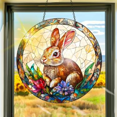 Imagem de Acrílico colorido, apanhadores de sol de primavera, decoração de janela pendurada de coelho, arte de parede de arco-íris, para quarto, interior, exterior, jardim, dia dos namorados, enfeites de Páscoa