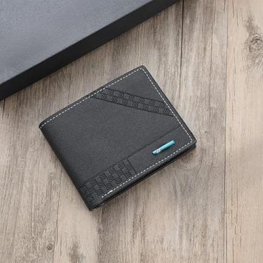 Imagem de Carteira masculina com clipe para dinheiro, carteira masculina com porta-cartão de crédito, carteira antifurto de couro PU com bolso para moedas, Preto, Clássico