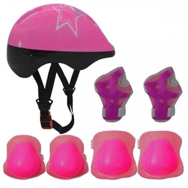 Imagem de Patins Quad Ajustável Infantil com Freio Frontal – Conforto e Segurança(APENAS KIT DE PROTECAO ROSA,DO 37 AO 40)