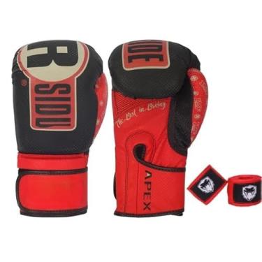 Imagem de Luvas de Boxe RinggSide Apex Muay thai/Kickboxing/mma/com Tecnologia IMF, Suporte de Pulso Seguro, Couro Sintético, Vermelho e Preto, Inclui Bandagem 3 Metros, Tamanho L