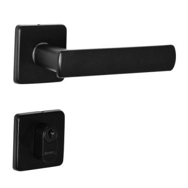 Imagem de Fechadura DAMA Preta Arouca 40mm Roseta Quadrada Inox