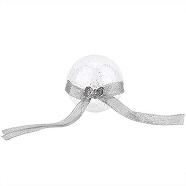 Imagem de CUOFYUNL 5 peças de decoração de presente de doces caixa transparente bola suspensa de brilho de Natal (arco de prata)