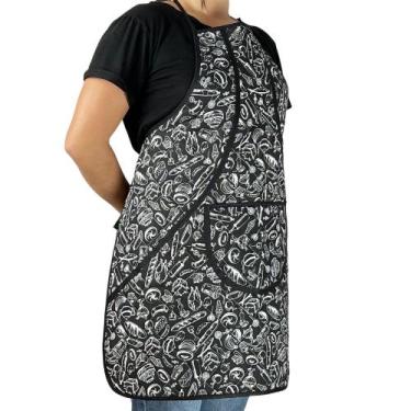 Imagem de Avental Plastificado Cozinha Estampado Churrasco Bolso Lava Louça Roup