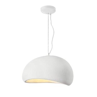 Imagem de Luminária pendente moderna Wabi-Sabi, criativa, branca fosca, estilo nórdico, soquete E27, em resina, para quarto, sala de estar, sala de jantar, restaurante, cozinha, casa de campo (20 cm)