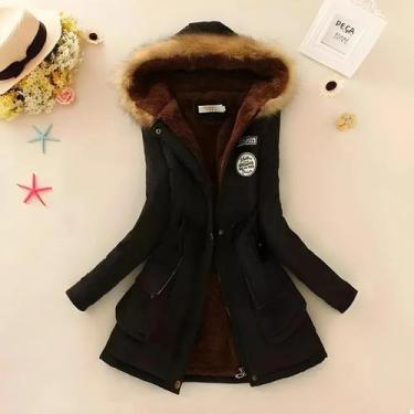 Imagem de Jaqueta De Algodão Feminina Para Outono E Inverno, Acolchoada, Com Cap