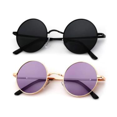Imagem de Óculos de sol KALIYADI redondos polarizados retrô de metal UV400 45 mm