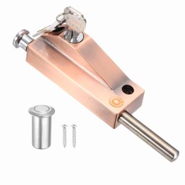 Imagem de PATIKIL Fechadura de porta deslizante de pátio, fechadura de porta de vidro deslizante de liga de zinco com 2 chaves de segurança interna aprimorada para apartamentos e hotéis essenciais, bronze