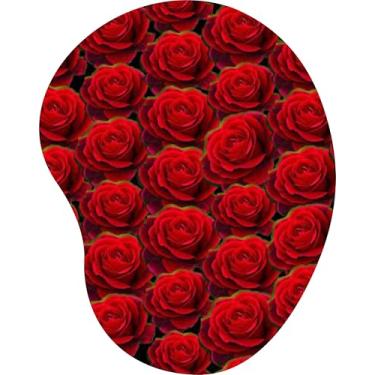 Imagem de Mouse Pad Ergonômico Gota Repetição Rosas Vermelhas Realistas