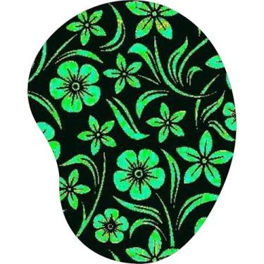 Imagem de Mouse Pad Ergonômico Gota Flores e Ramos Verdes Fundo Preto