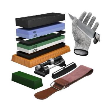 Imagem de Conjunto Profissional De Pedras De Afiar Facas 400/1000 3000/8000 Grit