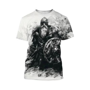 Imagem de Camiseta Masculina Preta E Branca Com Estampa De Tatuagem 3D, Estilo H