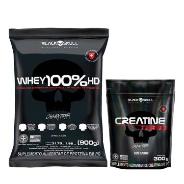 Imagem de Kit Black Skull Whey 100% Cookies + Creatina Turbo 300g-Unissex