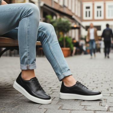 Imagem de Tênis Sneaker Masculino Couro Casual Estilo confort Premium-Masculino