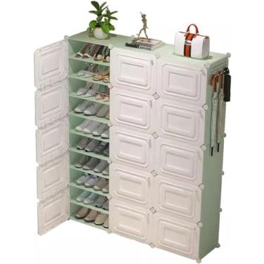 Imagem de Sapateiras independentes, 3 fileiras, 10 camadas, armário de sapatos com prateleiras ajustáveis, grande guarda-roupa de armazenamento, organizador de sapato, caixa de plástico, suporte de tênis