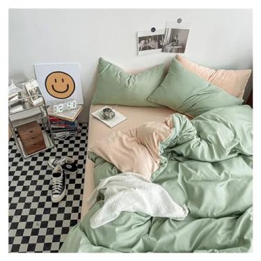 Imagem de Conjunto de capa de edredom King de cor sólida, conjunto de capa de edredom preto, tecido adequado para a pele, conjunto de capa de cama (I Twin Size 4 peças)