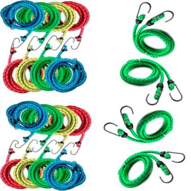 Imagem de Kit com 20 Cordas Elástica Extensor De 92 A 122cm Corda para Bagageiro Carga Moto Bike Bicicleta Caçamba