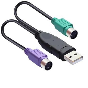 Imagem de HBFQMDJLX USB to PS/2 Adapter Cable - Connect Both Keyboard and Mouse Simultaneously | Dual-Port Converter for Modern PC/Laptop to Old PS/2 Devices, Plug and Play