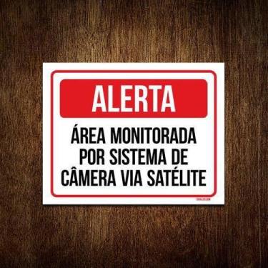 Imagem de Kit 3 Placas Alerta Área Monitorada Sistema Câmera Satelite - Sinalizo