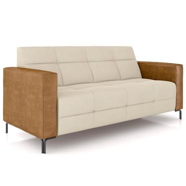 Imagem de Sofá 3 Lugares Sala Living Industrial 200cm Senna K01 Couríssimo Whisky Veludo Bege - L...