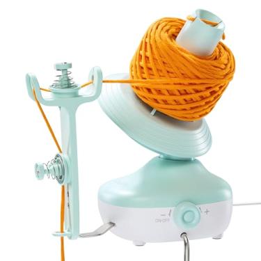 Imagem de Caydo Enrolador de fios, enrolador de fios elétrico para crochê, enrolador automático de bolo com mola de tensão dupla, velocidade contínua, enrolador de fios compacto de 198 g, giratório portátil de