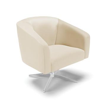 Imagem de Poltrona Decorativa Giratória Cromada Stella Sintético Bege D03 - D'Rossi