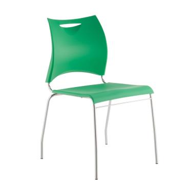 Imagem de Cadeira One Cromada com Assento e Encosto em Polipropileno Verde Roal