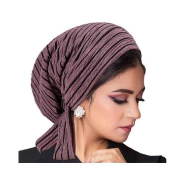 Imagem de Turbante Moderno Com Listras Para Mulheres, Hijab Muçulmano, Lenço De 