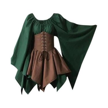 Imagem de Fantasia De Fada Medieval Feminina Com Orelhas, Vestido Tradicional Ir