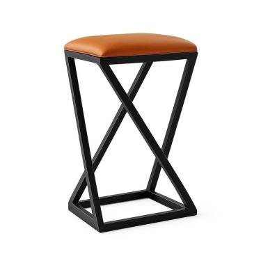 Imagem de Banqueta Z Baixa 50 Cm Banquinho Cozinha Balcão Bar Corino Cor:caramelo