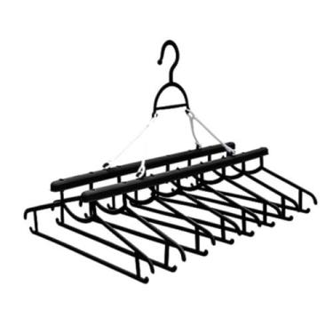 Imagem de Varal Dobrável Cabideiro com 8 Cabides Reforçados para Roupas e Lavanderia(Preto)