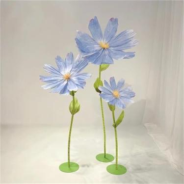 Imagem de Conjunto de flores de papel gigantes - Decorações de margaridas artificiais para exibição floral de aniversário, casamento e festa - Enormes arranjos para decoração de fundo de banquete