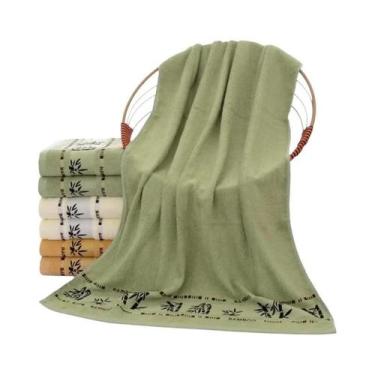 Imagem de Toalhas De Bambu Oversized 140x70cm, Toalha De Banho Bordada Em Marrom