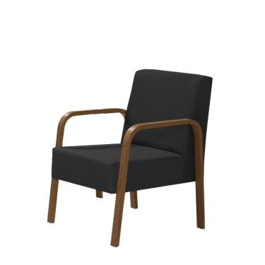 Imagem de Poltrona Decorativa 1 Lugar Jade Braço Madeira D Salla Courino Branco