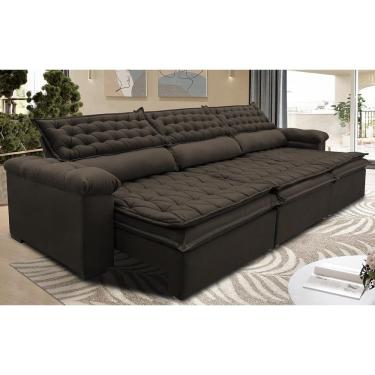 Imagem de Sofá Retrátil E Reclinável 3,82m Molas Ensacadas Cama Inbox Botonê Espuma Viscoelástico Café