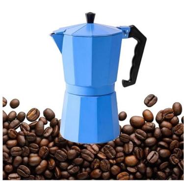 Imagem de Cafeteira Italiana ou Moka de 6 Xícaras Aluminio Café Expresso - Azul 