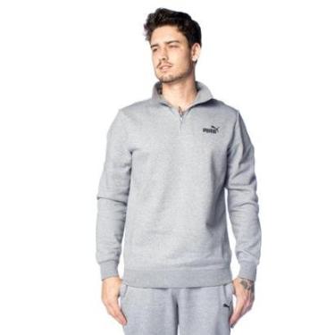 Imagem de Moletom Masculino Puma Half-Zip Logo Gola Alta Cinza-Masculino