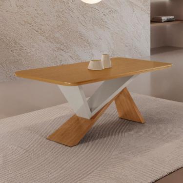 Imagem de Mesa de Jantar Yasmin 180cm Tampo MDF Canto Copo Moderna Mobilia