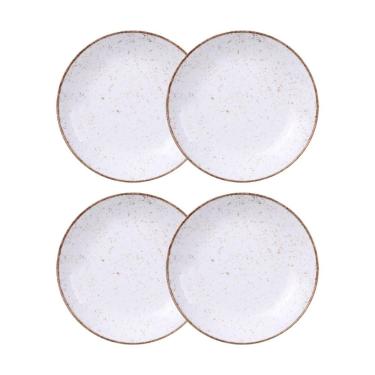 Imagem de Jogo de Pratos Fundo 4 Peças Rústico 22 cm Porcelana Decorada Tramontina